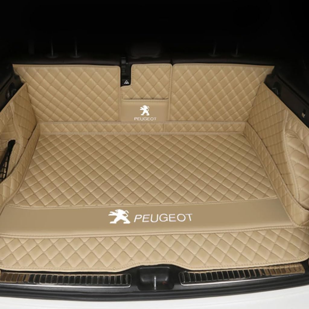 Vollabdeckung Auto Leder Kofferraum Matte für Peugeot 207 Sedan 2009 2010 2011 2012 2013 2014,Kofferraumschutz Auto Cargo Liner Pads Kratzfeste Kofferraum Schutzmatten,1Set-Beigestyle von YGSBRNZJ