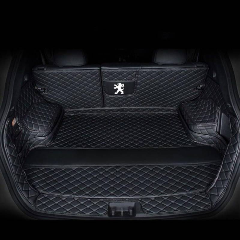 Vollabdeckung Auto Leder Kofferraum Matte für Peugeot 207 Sedan 2009 2010 2011 2012 2013 2014,Kofferraumschutz Auto Cargo Liner Pads Kratzfeste Kofferraum Schutzmatten,1Set-Blackstyle von YGSBRNZJ