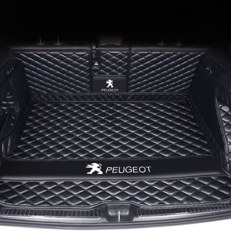 Vollabdeckung Auto Leder Kofferraum Matte für Peugeot 207 Sedan 2009 2010 2011 2012 2013 2014,Kofferraumschutz Auto Cargo Liner Pads Kratzfeste Kofferraum Schutzmatten,1Set-Blackstyle von YGSBRNZJ