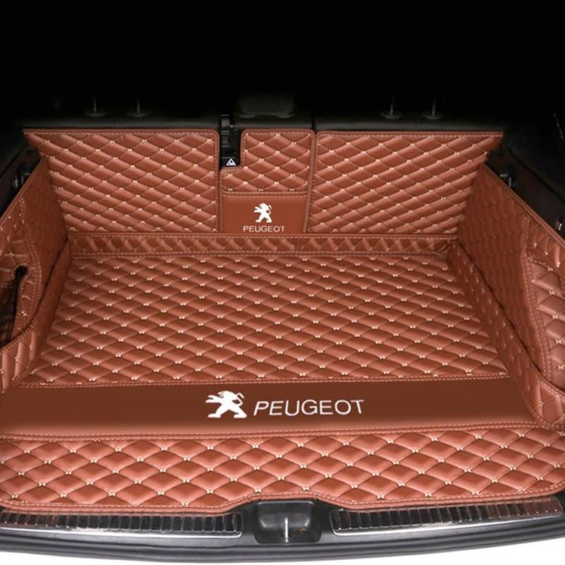 Vollabdeckung Auto Leder Kofferraum Matte für Peugeot 207 Sedan 2009 2010 2011 2012 2013 2014,Kofferraumschutz Auto Cargo Liner Pads Kratzfeste Kofferraum Schutzmatten,1Set-Brownstyle von YGSBRNZJ