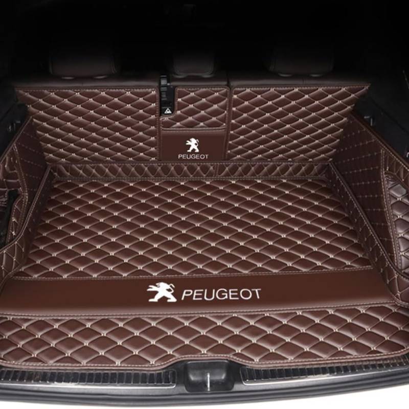 Vollabdeckung Auto Leder Kofferraum Matte für Peugeot 207 Sedan 2009 2010 2011 2012 2013 2014,Kofferraumschutz Auto Cargo Liner Pads Kratzfeste Kofferraum Schutzmatten,1Set-Coffeestyle von YGSBRNZJ