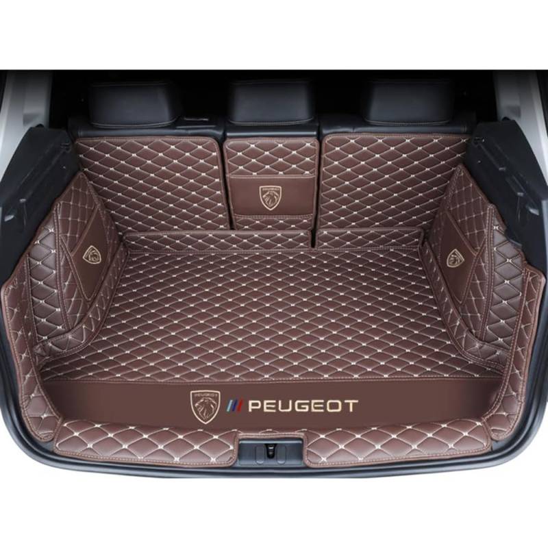 Vollabdeckung Auto Leder Kofferraum Matte für Peugeot 3008 2014 2015 2016 2017,Kofferraumschutz Auto Cargo Liner Pads Kratzfeste Kofferraum Schutzmatten,1Set-Coffeestyle von YGSBRNZJ