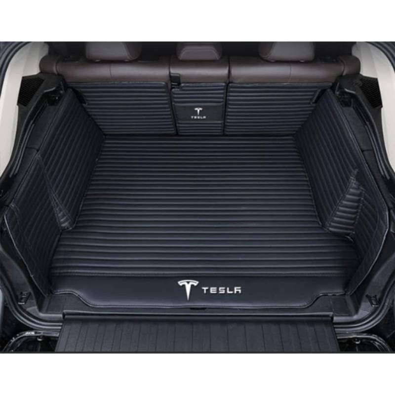 Vollabdeckung Auto Leder Kofferraum Matte für Tesla Model 3 Highland 2024,Kofferraumschutz Auto Cargo Liner Pads Kratzfeste Kofferraum Schutzmatten,1Set-Blackstyle von YGSBRNZJ