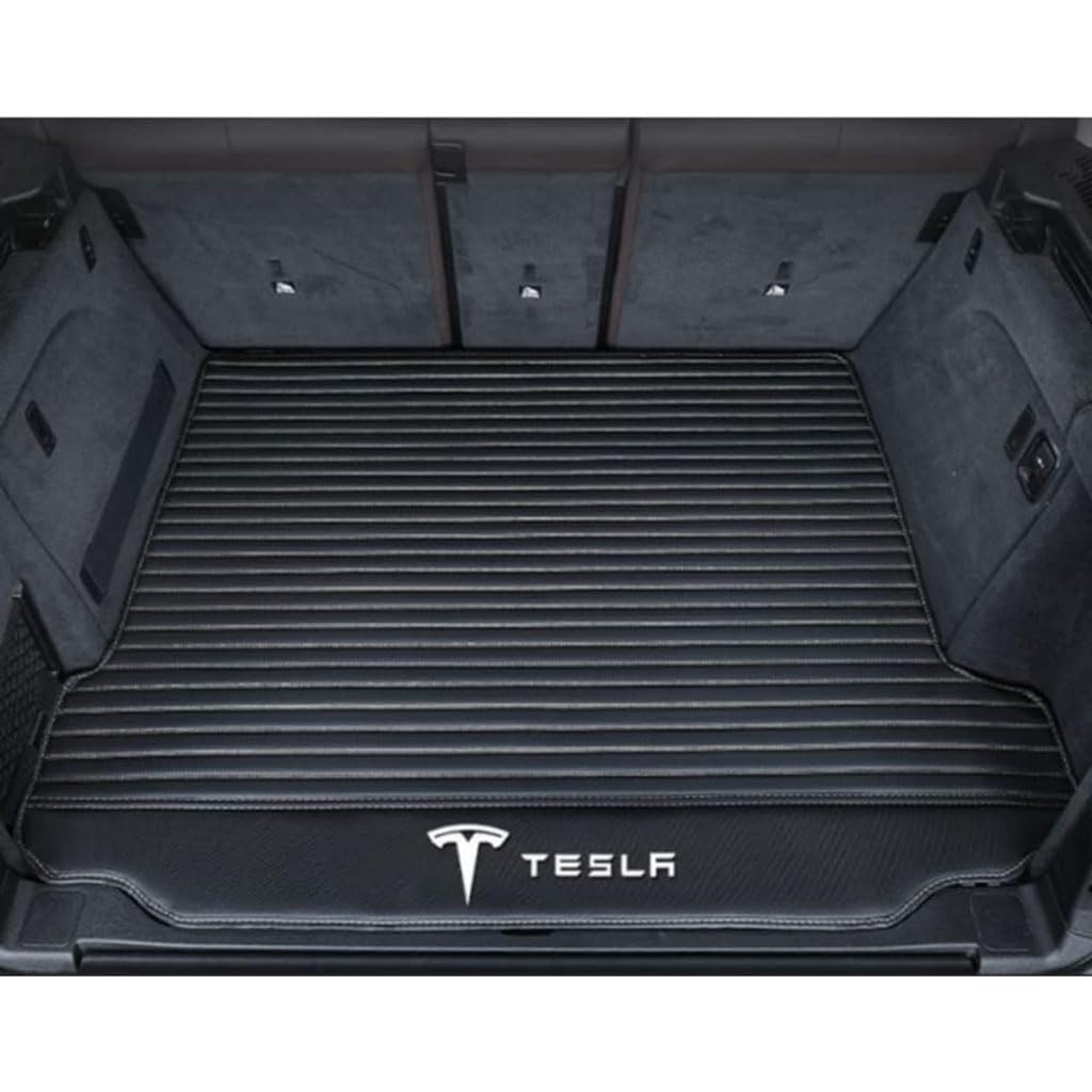 Vollabdeckung Auto Leder Kofferraum Matte für Tesla Model 3 Highland 2024,Kofferraumschutz Auto Cargo Liner Pads Kratzfeste Kofferraum Schutzmatten,Bottom-BlackBeige von YGSBRNZJ