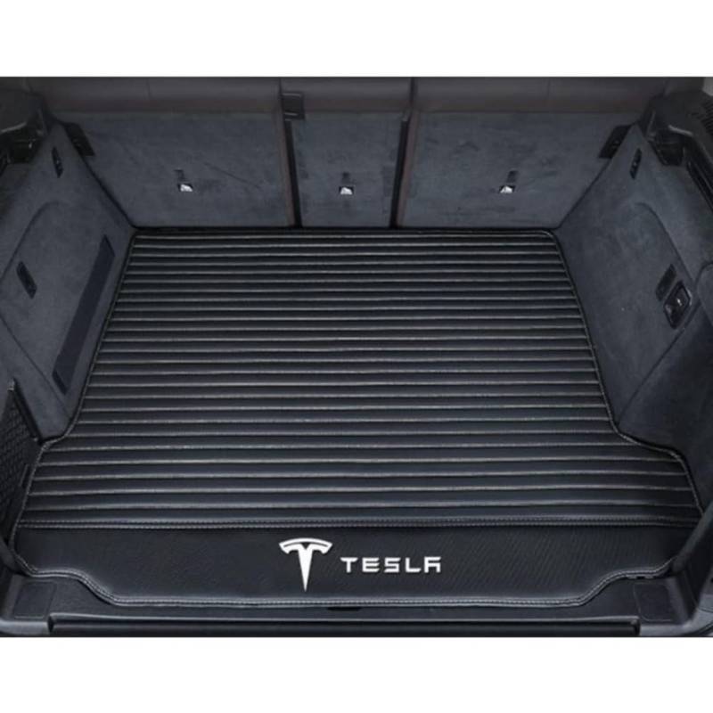 Vollabdeckung Auto Leder Kofferraum Matte für Tesla Model S 2014-2020 2021 2022 2023 2024,Kofferraumschutz Auto Cargo Liner Pads Kratzfeste Kofferraum Schutzmatten,Bottom-BlackBeige von YGSBRNZJ