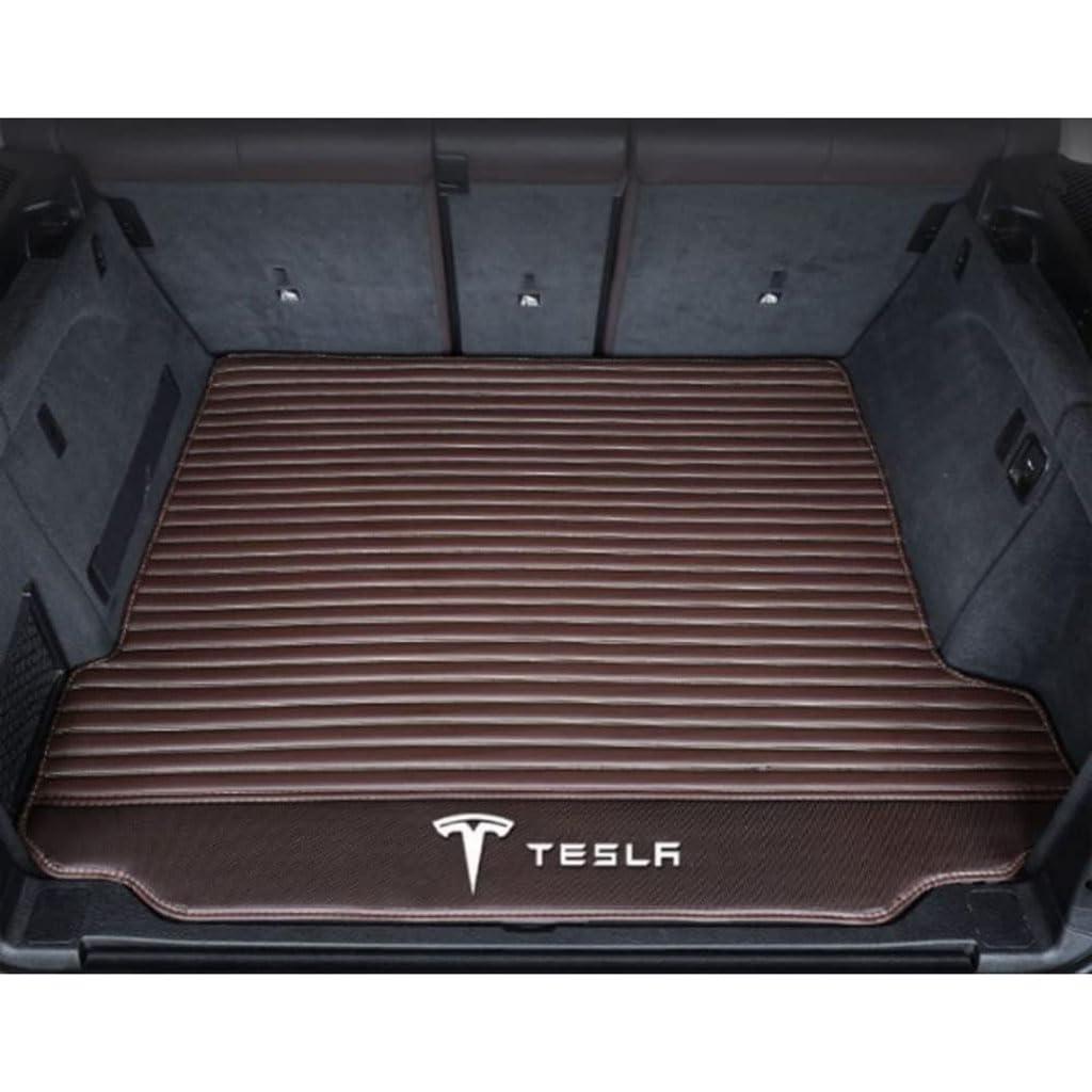 Vollabdeckung Auto Leder Kofferraum Matte für Tesla Model S 2014-2020 2021 2022 2023 2024,Kofferraumschutz Auto Cargo Liner Pads Kratzfeste Kofferraum Schutzmatten,Bottom-Coffeestyle von YGSBRNZJ