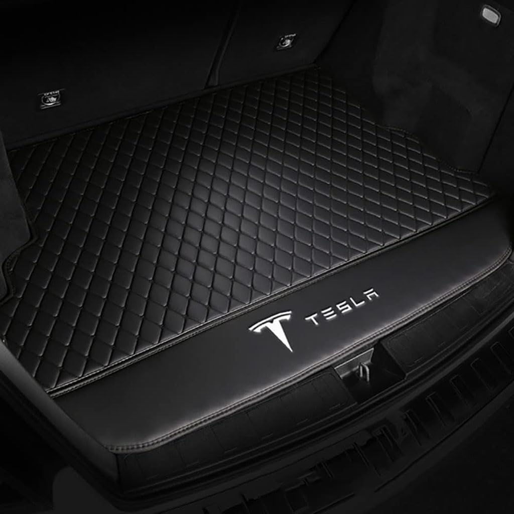 Vollabdeckung Auto Leder Kofferraum Matte für Tesla Model Y 2021 2022 2023 2024,Kofferraumschutz Auto Cargo Liner Pads Kratzfeste Kofferraum Schutzmatten,Bottom-Blackstyle von YGSBRNZJ