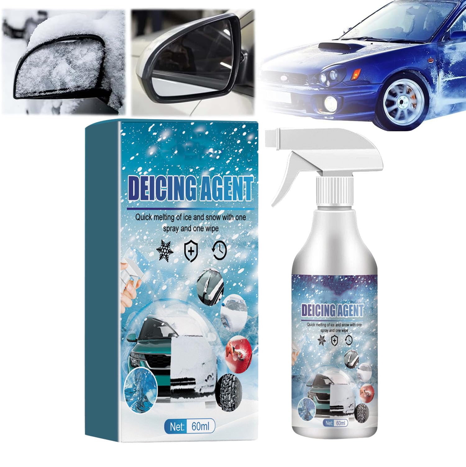 Auto-Windschutzscheiben-Enteisungsspray, Schneeschmelzspray-Enteiser, Auto-Windschutzscheiben-Enteisungsspray, Für Auto-Windschutzscheiben, Fensterspiegel, Schlüsselschlösser (1PC) von YGSIKY