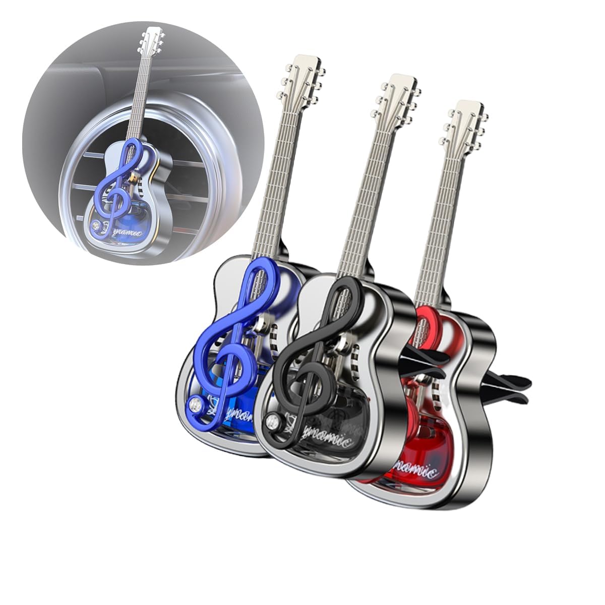 Entlüftungsclips für Auto-Lufterfrischer mit Gitarre, Auto-Lufterfrischer-Diffusor, drehbare Auto-Diffusor-Armaturenbrett-Ornamente, Auto-Diffusor-Entlüftungsclip (BHR) von YGSIKY