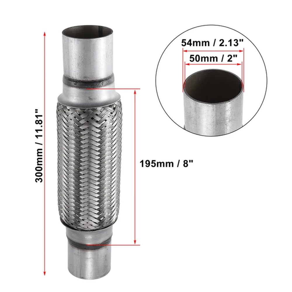 Universeller Flexibler Autoschlauch aus Edelstahl, 48 mm, 54 mm, 61 mm, 67 mm, Verbindung mit Schweißverlängerungszubehör(50x54x300mm) von YGUWZ