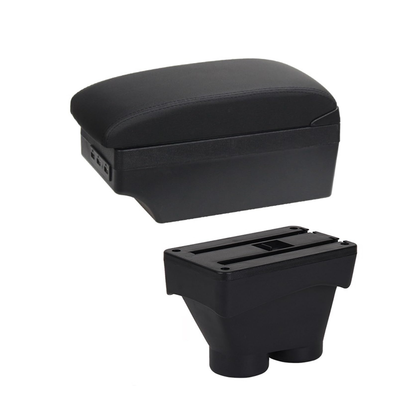 YHAINI Konsolen-Aufbewahrungsbox Armlehnenbox Zubehör Nachrüstteile Innendetails Doppelschicht Groß für Platz Aschenbecher 2012-2021 USB-Schnittstelle Für Peugeot 208(A2 Black line 7USB) von YHAINI