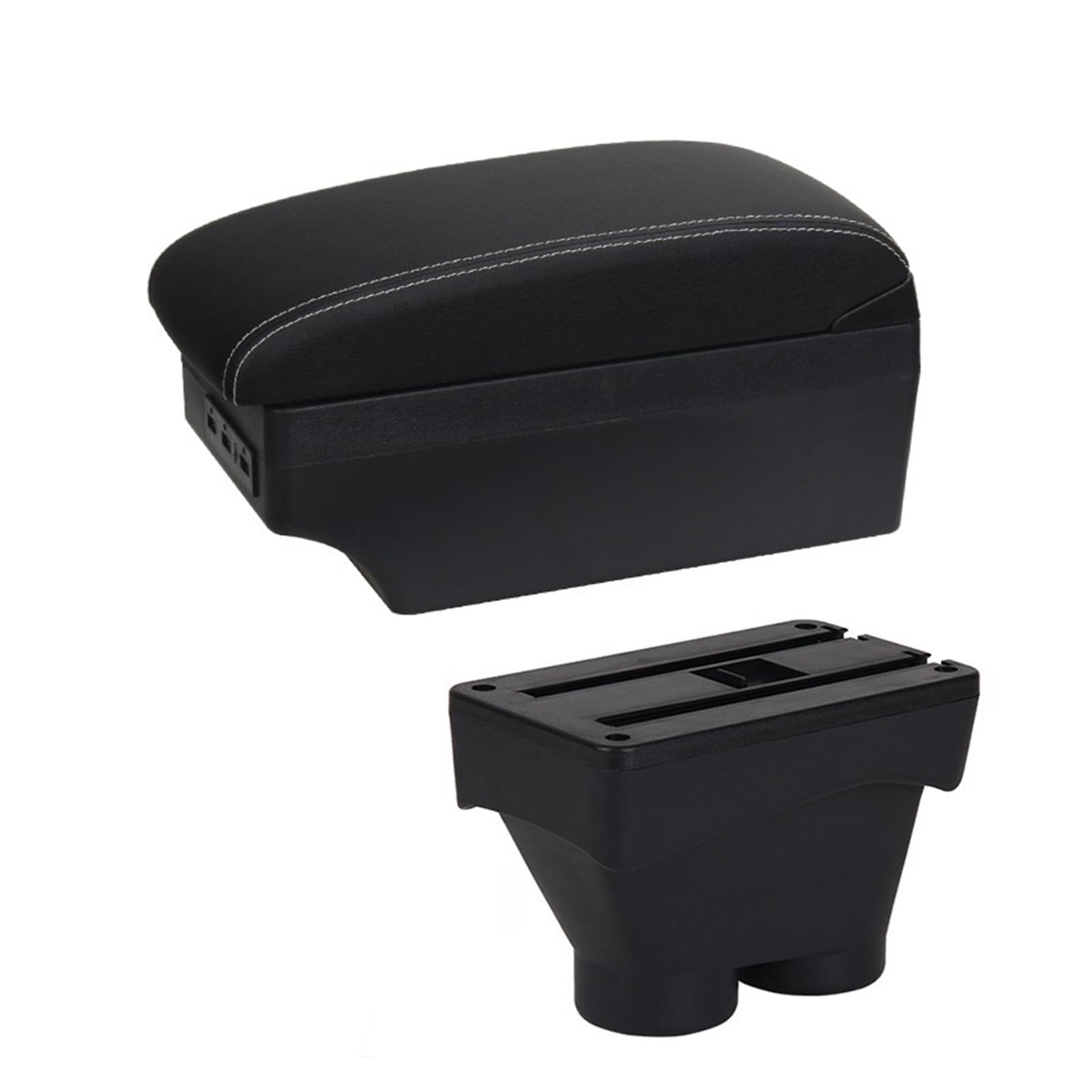 YHAINI Konsolen-Aufbewahrungsbox Armlehnenbox Zubehör Nachrüstteile Innendetails Doppelschicht Groß für Platz Aschenbecher 2012-2021 USB-Schnittstelle Für Peugeot 208(A3 Black white 7USB) von YHAINI