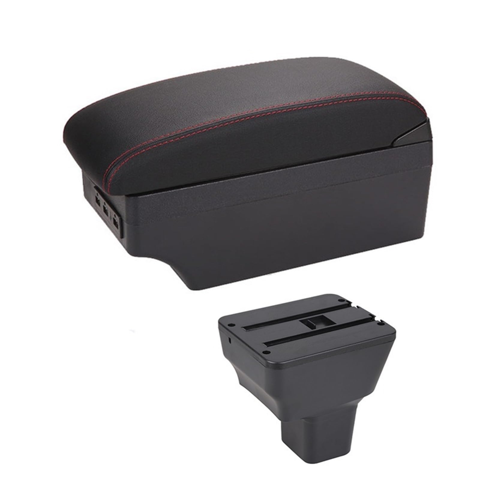 YHAINI Konsolen-Aufbewahrungsbox Auto Armlehne Box für Nissan für Kicks 2016-2021 Hand Arm Rest Center Console Storage USB Retrofit Teile Zubehör(E1 Red Line) von YHAINI