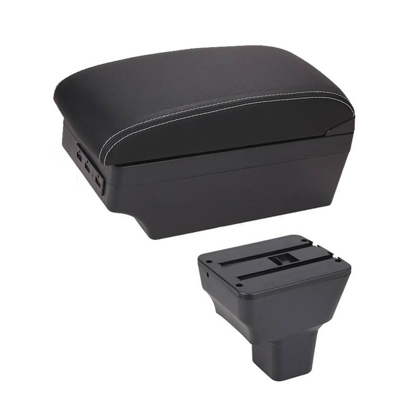 YHAINI Konsolen-Aufbewahrungsbox Auto Armlehne Box für Nissan für Kicks 2016-2021 Hand Arm Rest Center Console Storage USB Retrofit Teile Zubehör(E1 White Line) von YHAINI