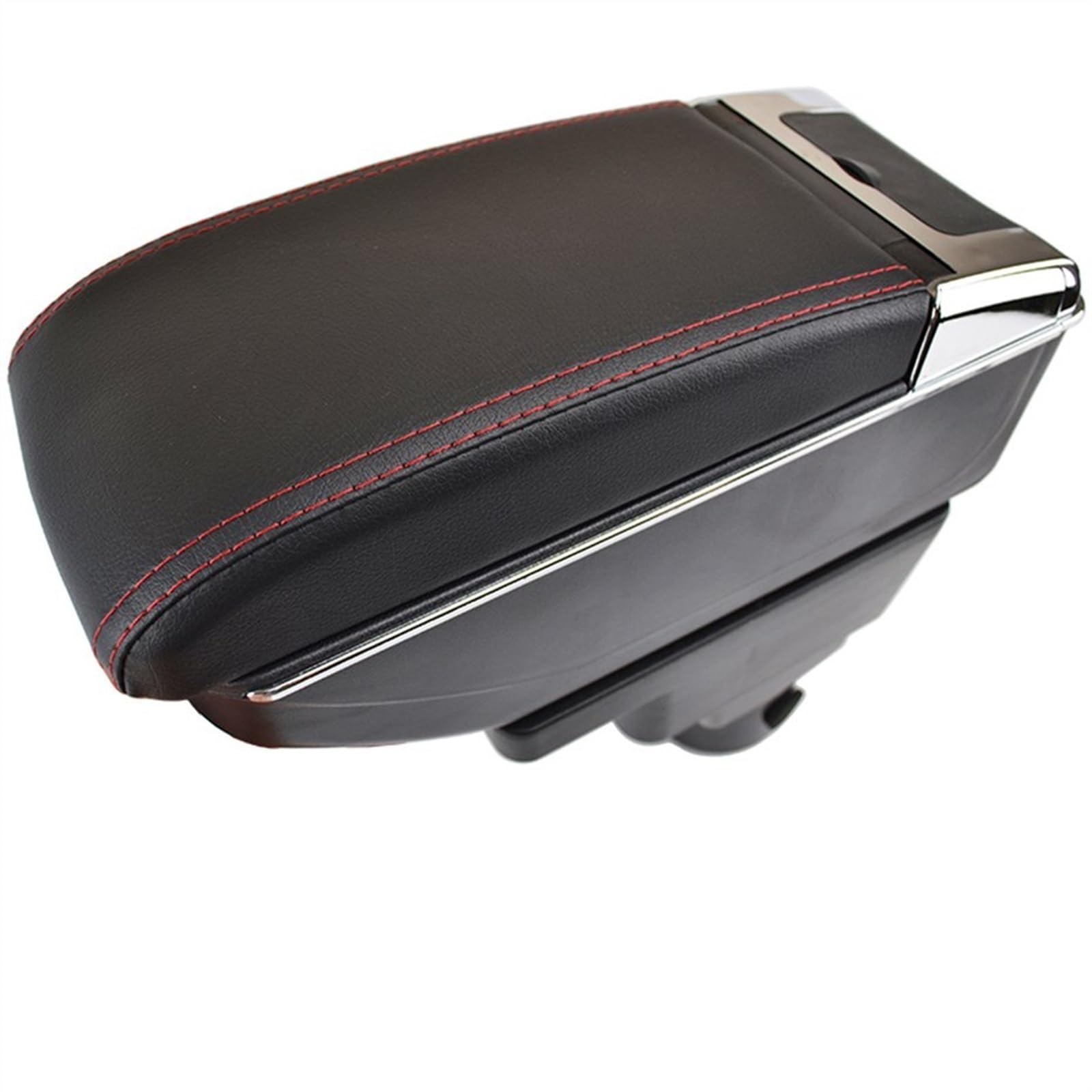 YHAINI Konsolen-Aufbewahrungsbox Auto-Mittelkonsolen-Armlehne, Aufbewahrungsbox, Leder-Mittelarmlehne, Armlehne für Suzuki SX4 2007 2008 2010 2011 2012 2013(Red Thread) von YHAINI