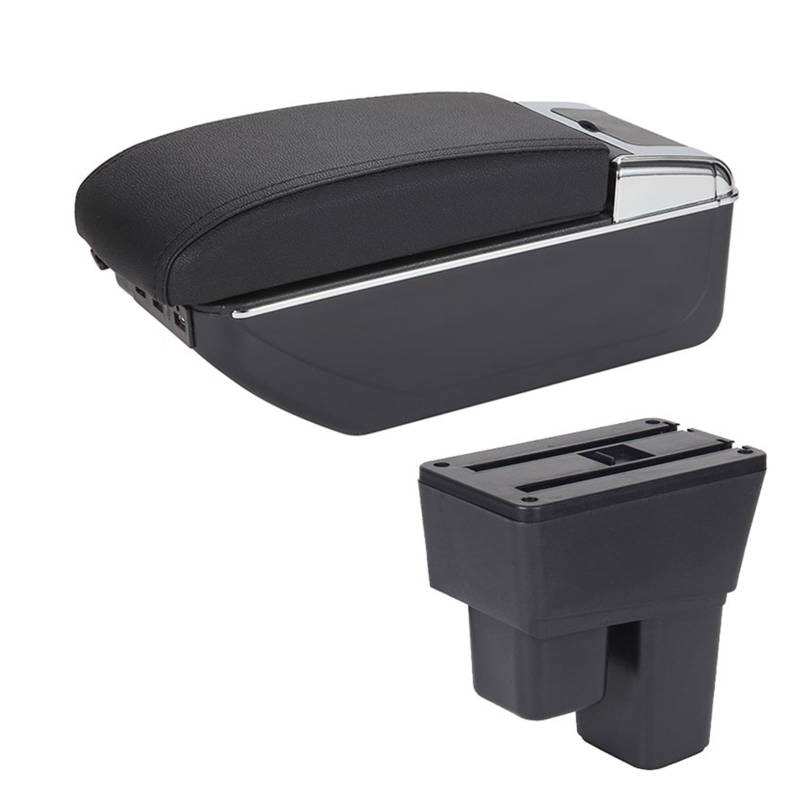 YHAINI Konsolen-Aufbewahrungsbox Für Honda für Jazz Armlehne, für Honda für Fit für Jazz 2 Auto Armlehne Box 2008-2013 Arm Aufbewahrungsbox Autozubehör(A2 Black line 7USB) von YHAINI