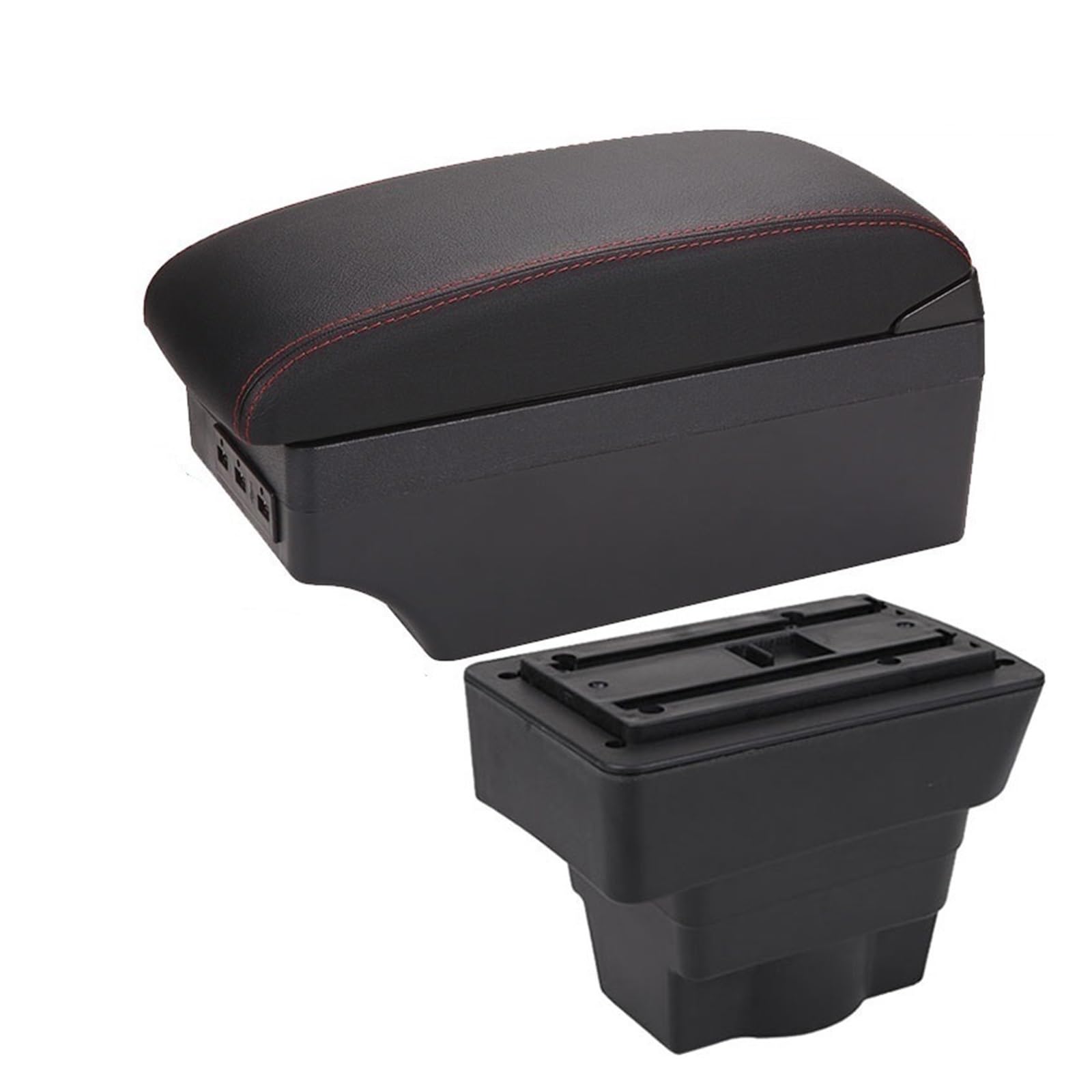 YHAINI Konsolen-Aufbewahrungsbox Für Opel für Astra Armlehne Box Nachrüstteile Für Opel für Astra Auto Armlehne Center Storage Box Innendetails Autozubehör USB(A1 Black red 7USB) von YHAINI