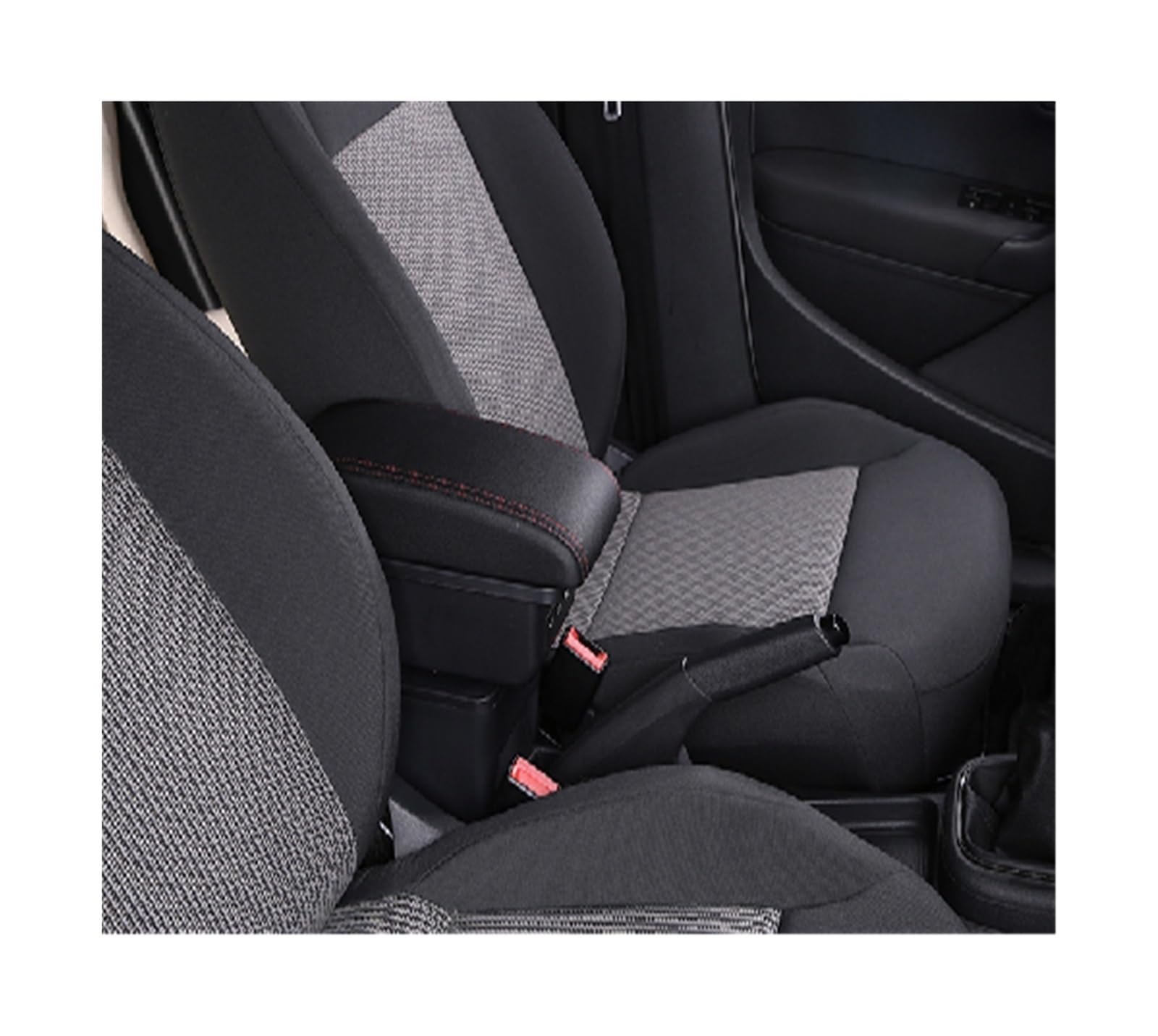 YHAINI Konsolen-Aufbewahrungsbox Für Opel für Corsa D Auto Armlehne Aufbewahrungsbox Innenraum Modifizierter USB Auto Innenraum Armlehne Box Autozubehör(Black red,B3) von YHAINI