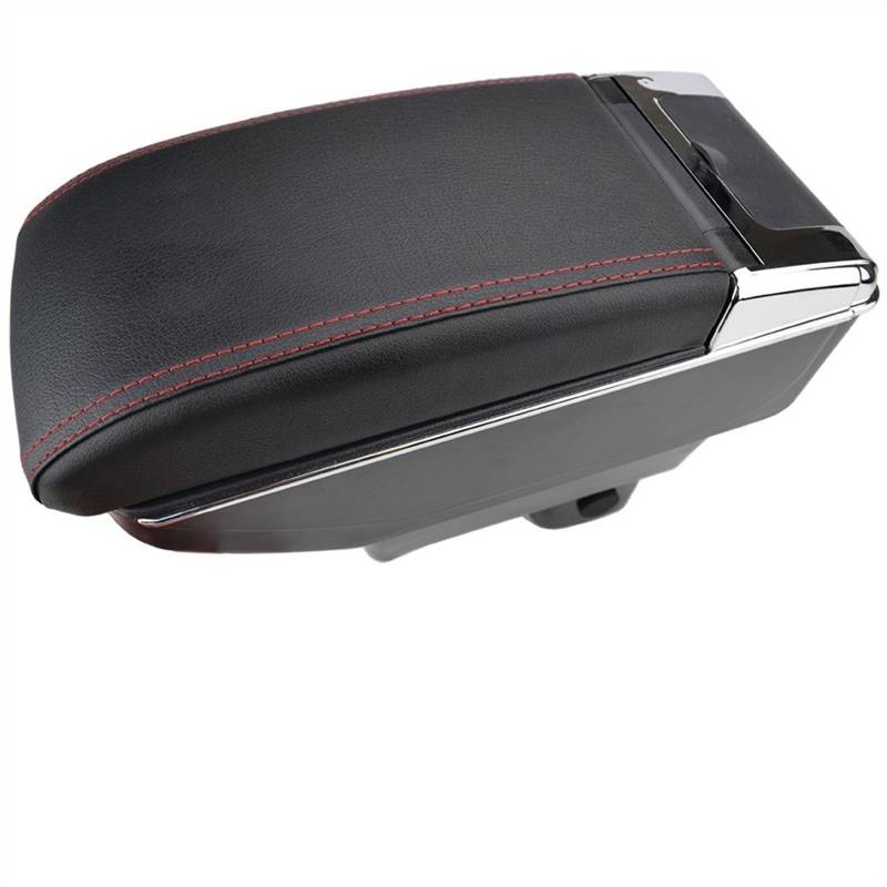 YHAINI Konsolen-Aufbewahrungsbox Für Suzuki für Swift 2005-2020 Aufbewahrungsbox Mittelkonsole Leder Dual Layer Armlehne Armlehne Ablage(Red Thread) von YHAINI