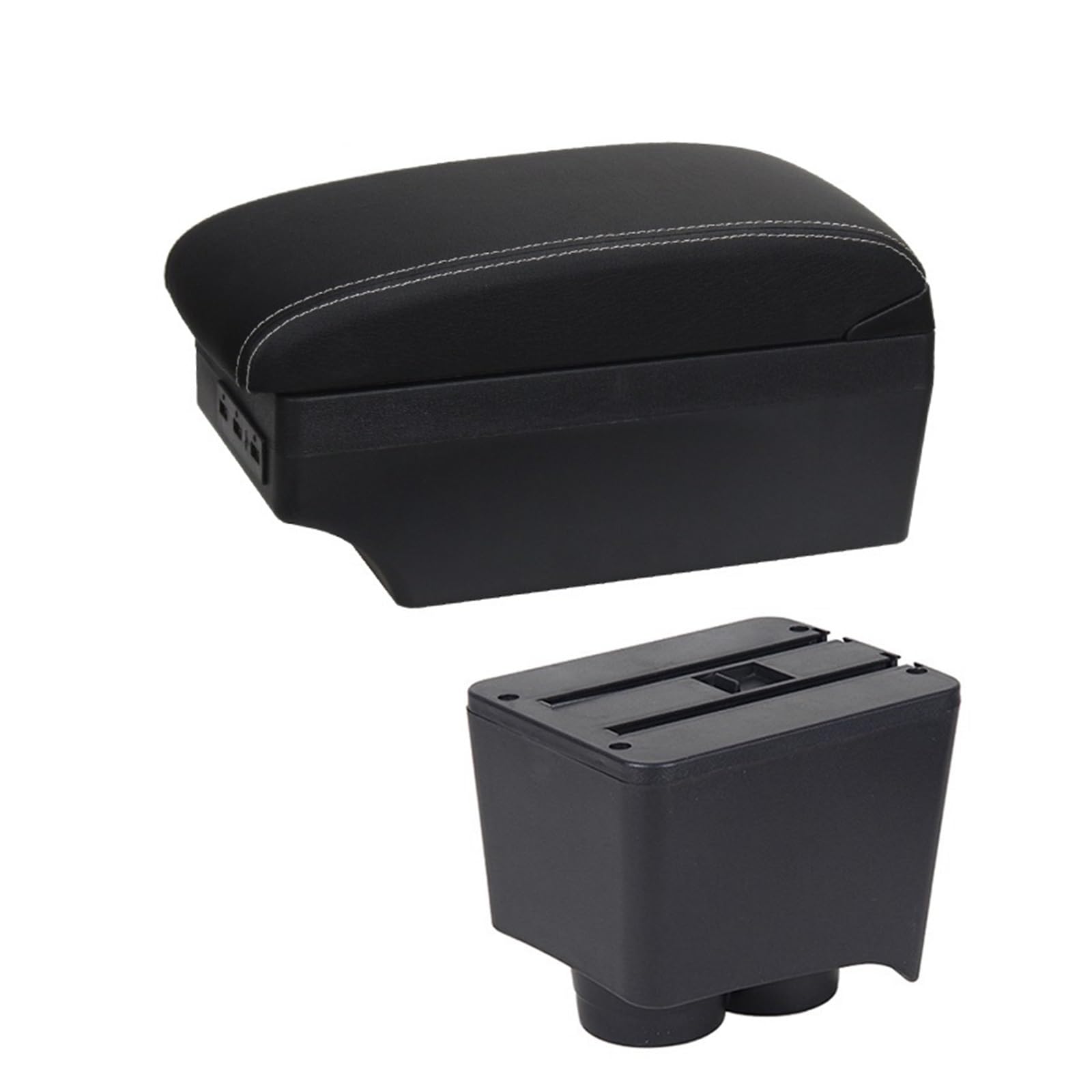 YHAINI Konsolen-Aufbewahrungsbox Für Volkswagen für Polo Für VW für Polo 9N Auto Armlehne Box 2002-2009 Spezielle Nachrüstung Innendetails Groß für Platz Aschenbecher USB(A3 Black White 7USB) von YHAINI