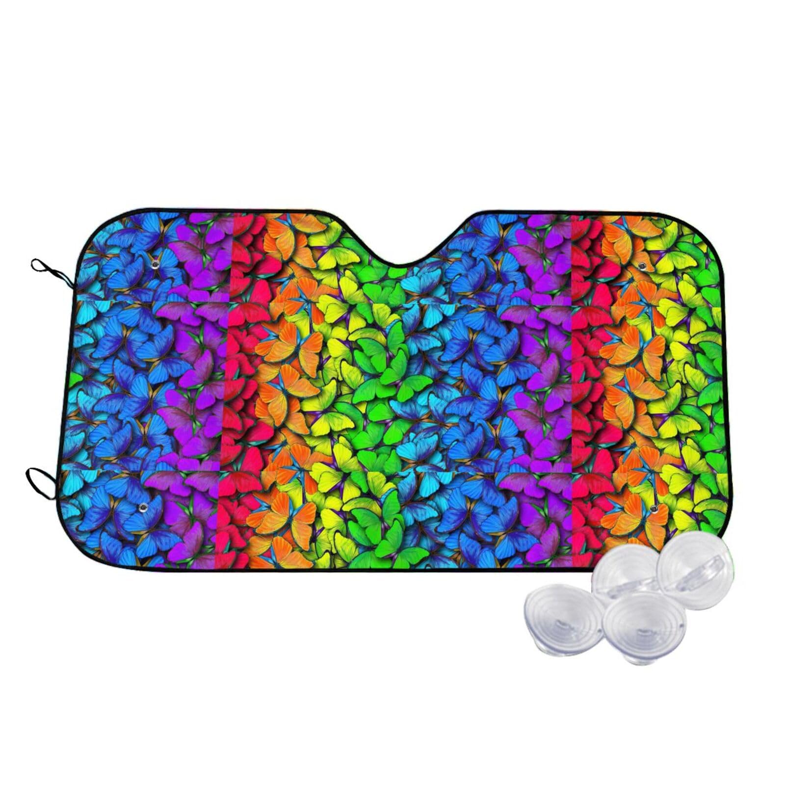 YHBLYKXP Hitzeschutz für die Windschutzscheibe, Sonnenschutz, bunt, Schmetterlingsdruck, Größe S, Größe M, universeller Sonnenschutz, klein, Weiß von YHBLYKXP