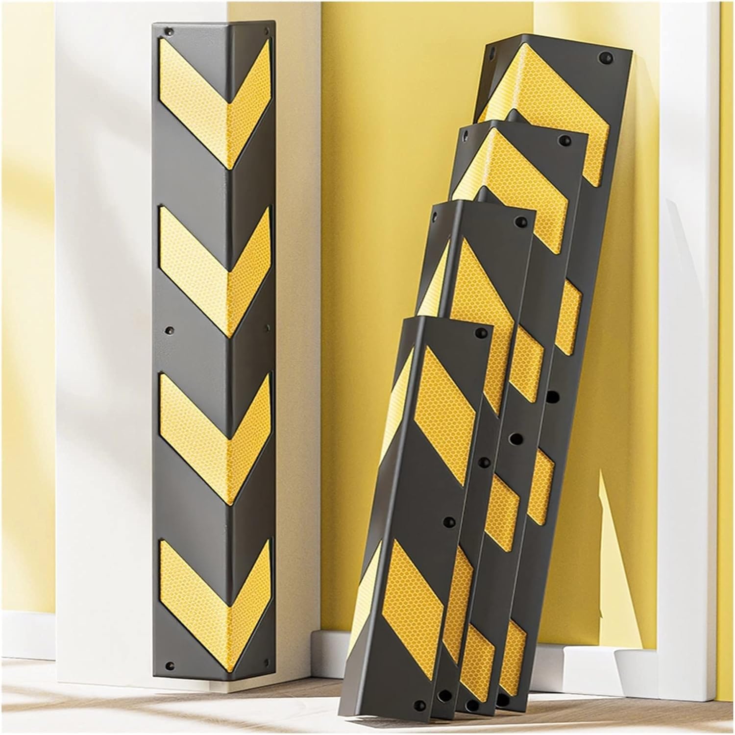 Reflektierende Garagensäule, Garagen Wandschutz, Gummisäule, L-förmiger Eckschutz mit reflektierendem gelben Streifen, Eckschutz for die Garage im Erdgeschoss(10pcs-100cm) von YHDMBBSHNB