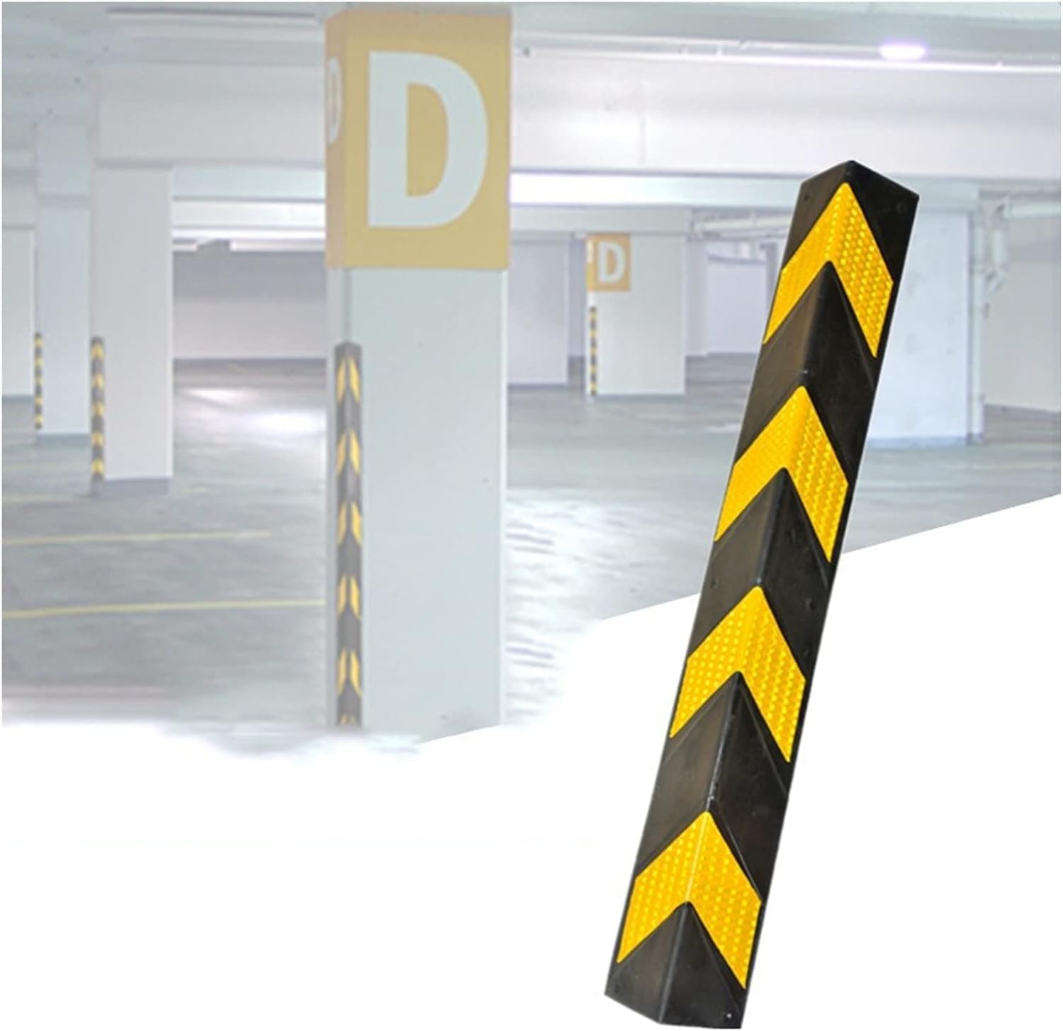 Reflektierende Garagensäule, Garagen Wandschutz, Reflektierender Gummi-Wand-Eckschutz, Gummi-Wandschutz-Eckschutz, for den Parkschutz, Auto-Eckleitplankenpfosten(1pcs) von YHDMBBSHNB