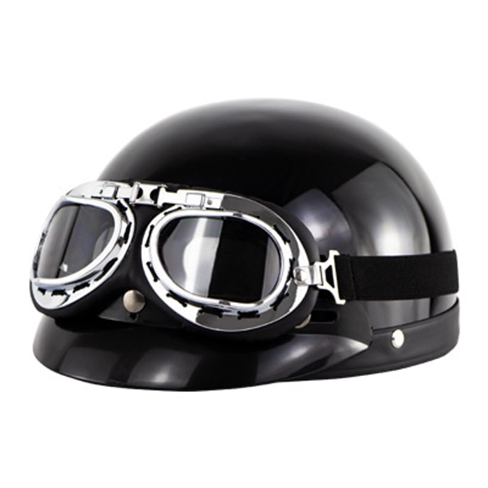 Motorrad Halbhelm,ECE-zertifizierter Retro Motorradhelm,Retro-Jethelm Roller-Schutzschale,offener Helm für Erwachsene Männer und Frauen,mit Visierbrille G,55-60CM von YHIY