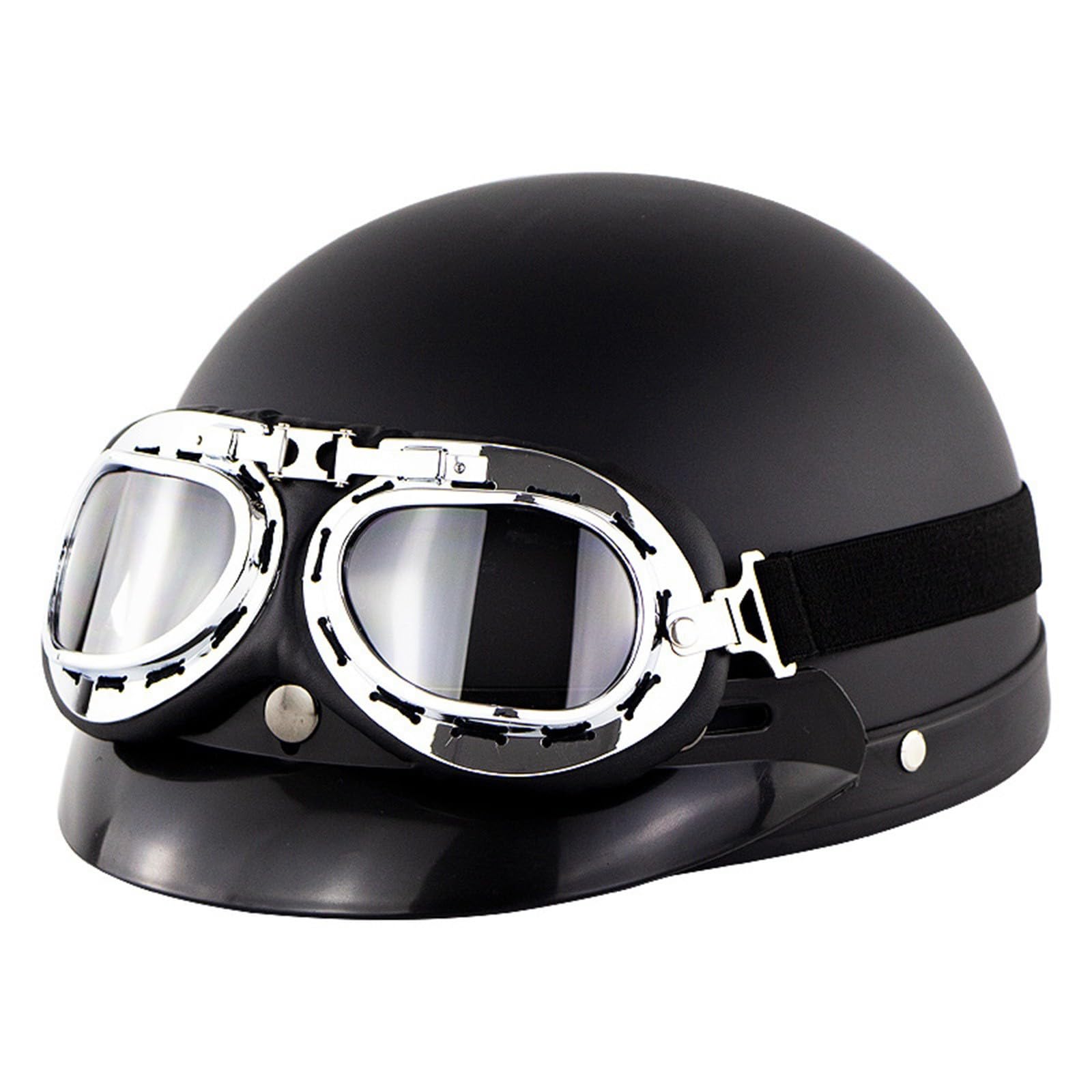 Motorrad Halbhelm,ECE-zertifizierter Retro Motorradhelm,Retro-Jethelm Roller-Schutzschale,offener Helm für Erwachsene Männer und Frauen,mit Visierbrille H,55-60CM von YHIY