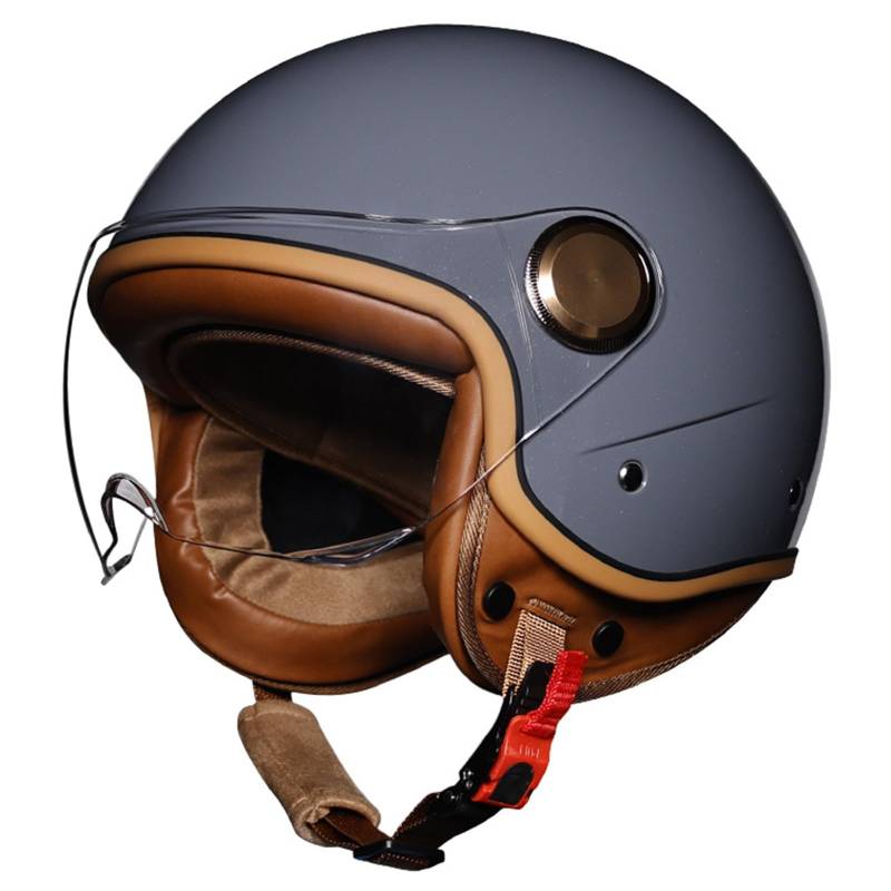 Motorrad Jethelm für Erwachsene,Motorradhelm Open Face-Helm mit HD-Sonnenblende,Motorrad-Halbhelm,für Männer und Frauen,ECE-Zulassung für Street Bike Scooter C,XL=61-62CM von YHIY