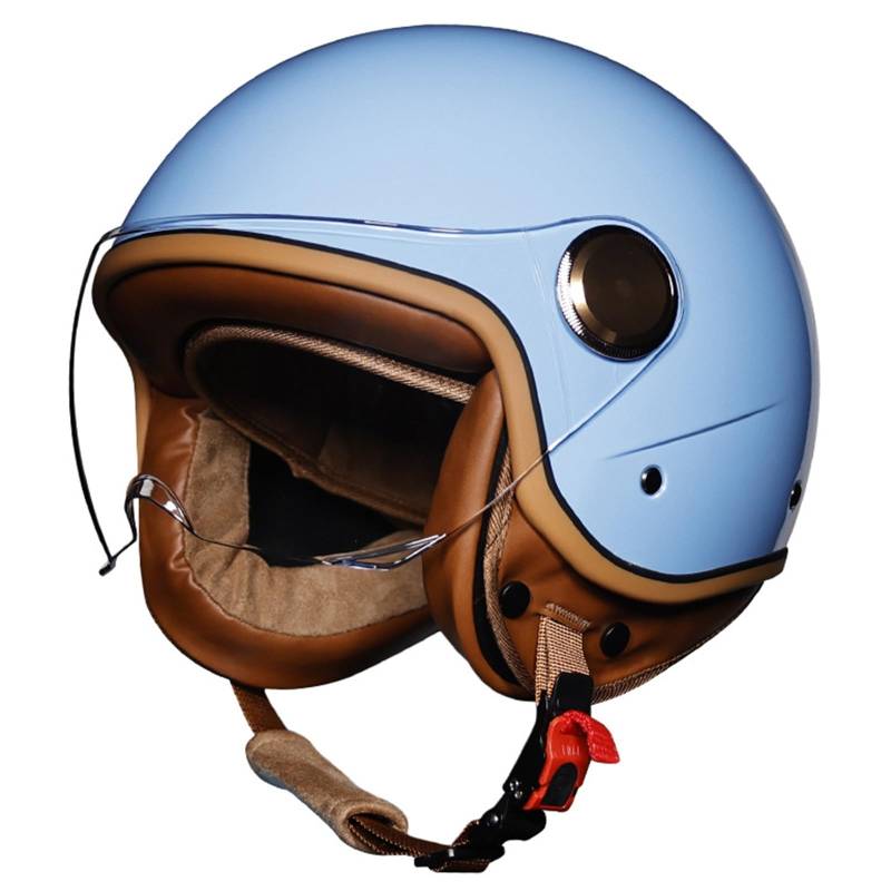 Motorrad Jethelm für Erwachsene,Motorradhelm Open Face-Helm mit HD-Sonnenblende,Motorrad-Halbhelm,für Männer und Frauen,ECE-Zulassung für Street Bike Scooter F,L=59-60CM von YHIY