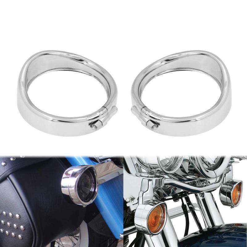 YHMTIVTU Blende für Blinker im Visier-Stil, passend für Harley Touring Road King Electra Glide Softail, 1 Paar, Chrom von YHMTIVTU