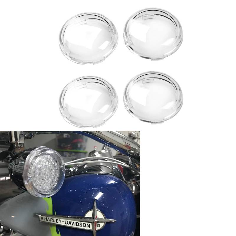 YHMTIVTU Bullet Turn Signal Light Lens Cover For Harley Sportster Street Glide Road King Softtail Dyna, 4 Stück Clear von YHMTIVTU