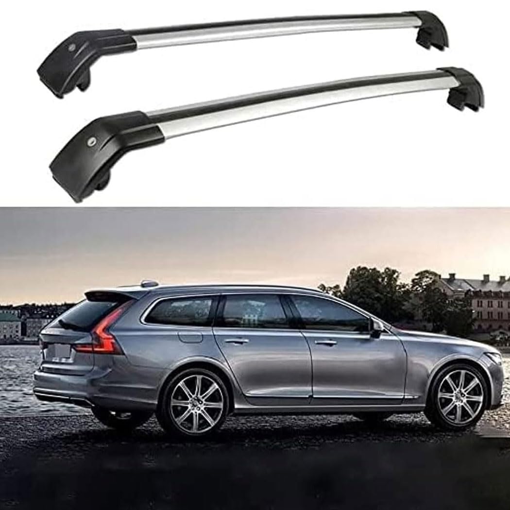 Auto Dachträger Aluminium für Volvo V90 CC Cross Country 2017-2022, Querträger Dachträger RelingträGer Dachreling Cargo Top Dachgepäckträger Zubehör von YHQKJ