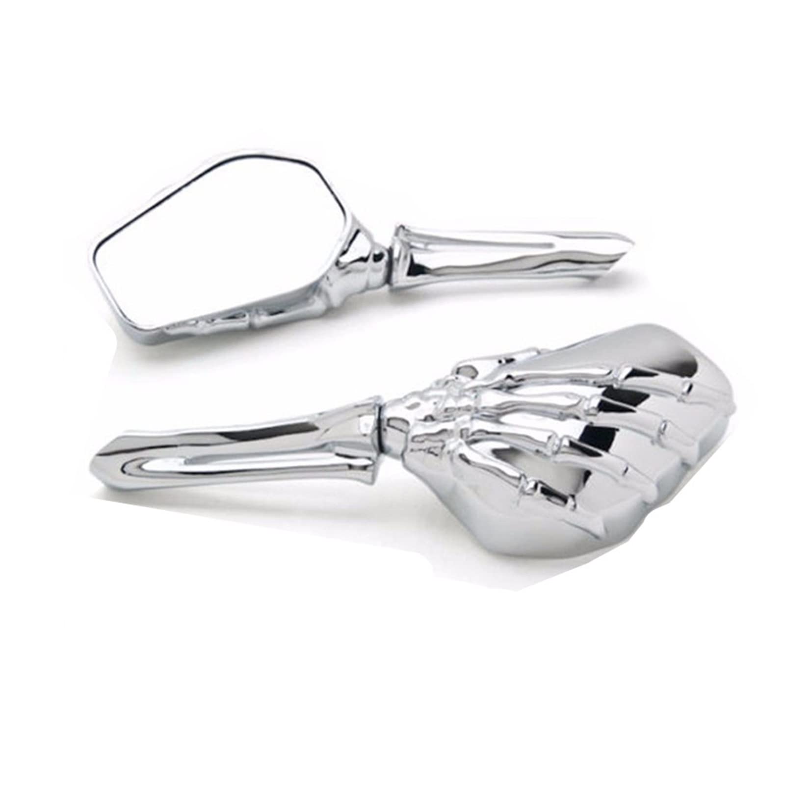 Rückspiegel 3D Skull Claw Skeleton kompatibel mit Harley Blackline Dyna Fatboy Softail Shadow Yamaha Road Star V-Star (Chrome) von YHURALTEX