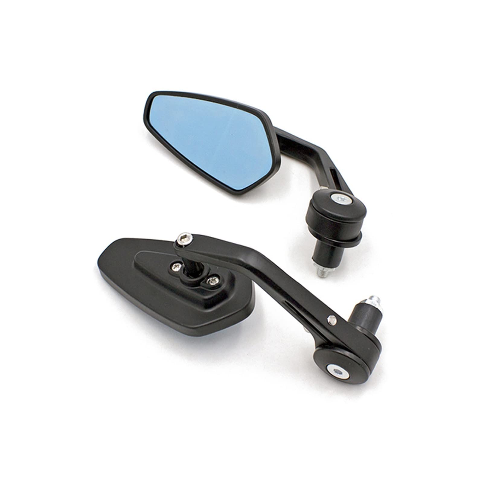 Universal Motorcycle Aluminum RearView Black Side Rearview Mirrors Blue Anti-glare Mirror Cafe Racer Mirrors Compatible With Harley Davidson(A) von YHURALTEX