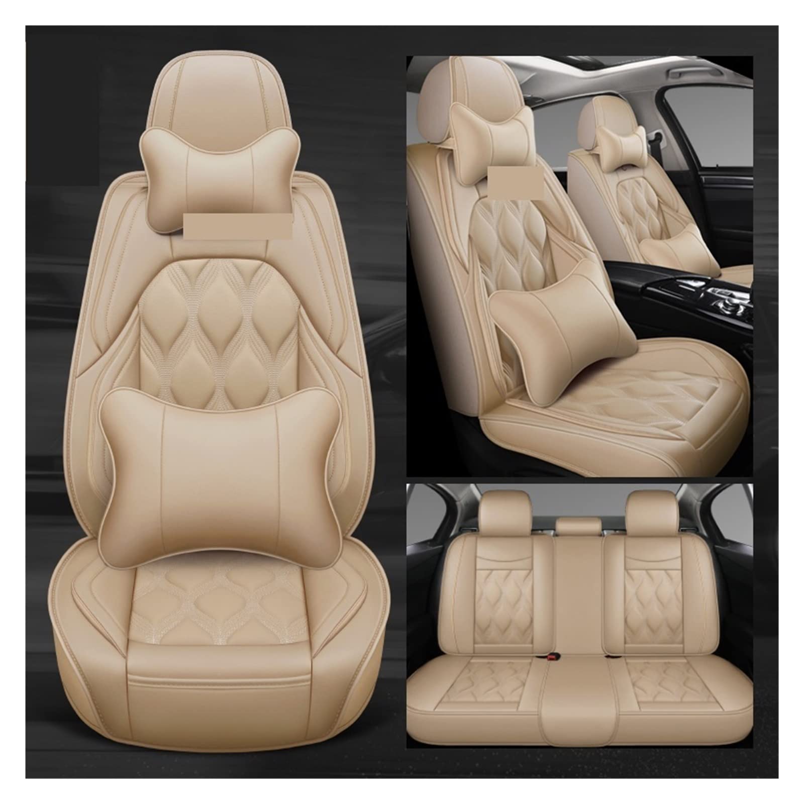 YHURALTEX Autositzbezüge Kompatibel Mit Geely Alle Modelle Emgrand EC7 X7 FE1 Autozubehör Autokissen Sitzbezug(Beige Luxury) von YHURALTEX