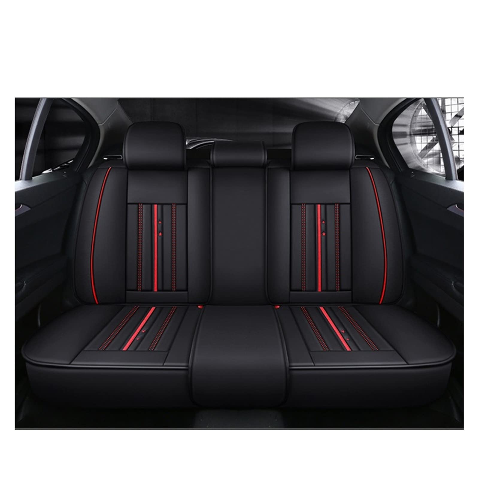 YHURALTEX Autositzbezug aus Leder, atmungsaktive Autositzbezüge for Autos und SUVs, universelle Autositzbezüge und Zubehör(Black Rear) von YHURALTEX