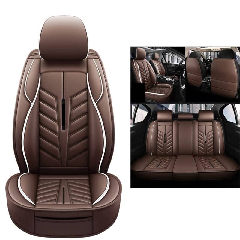 YHURALTEX Sitzbezüge 5-Sitzer-Komplettset, passend for die meisten Autos, SUVs, Pickups und Lastwagen, Airbag-kompatible Sitzkissenschoner(Brown) von YHURALTEX