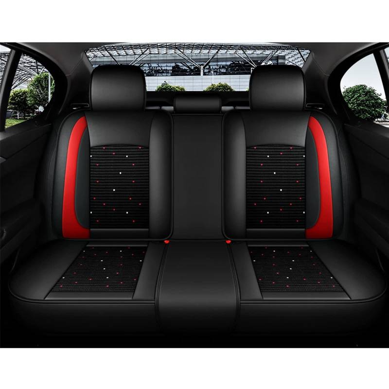 YHURALTEX Sitzbezüge Auto-Kissenbezug Kompatibel Mit Autos Und SUV Universal-Set Kompatibel Mit Auto-Innenausstattung(Black Red Rear) von YHURALTEX