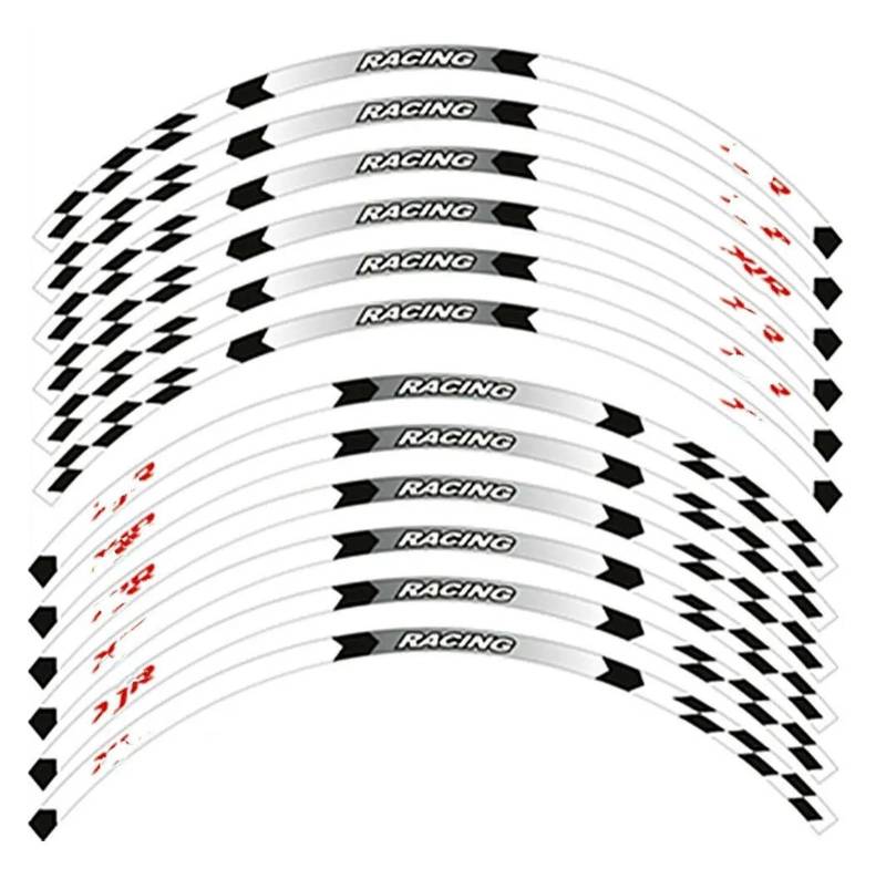 Motorrad Radaufkleber 17 Felgenstreifen Rad Aufkleber Klebeband Aufkleber Fit Für Ya&maha Für XJR 400 Für XJR 1300 1200 Felgenaufkleber(White) von YHYFFSS