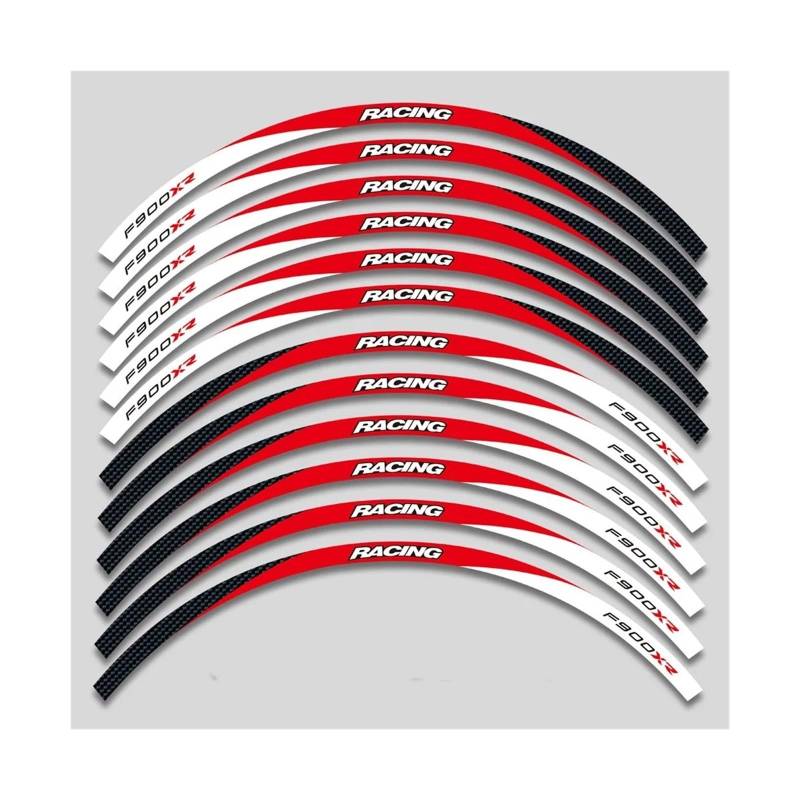 Motorrad Radaufkleber Für F900XR Motorrad Räder Aufkleber Zubehör Reflektierende Streifen Felge Dekorative Decals Set Felgenaufkleber(3L A Red) von YHYFFSS