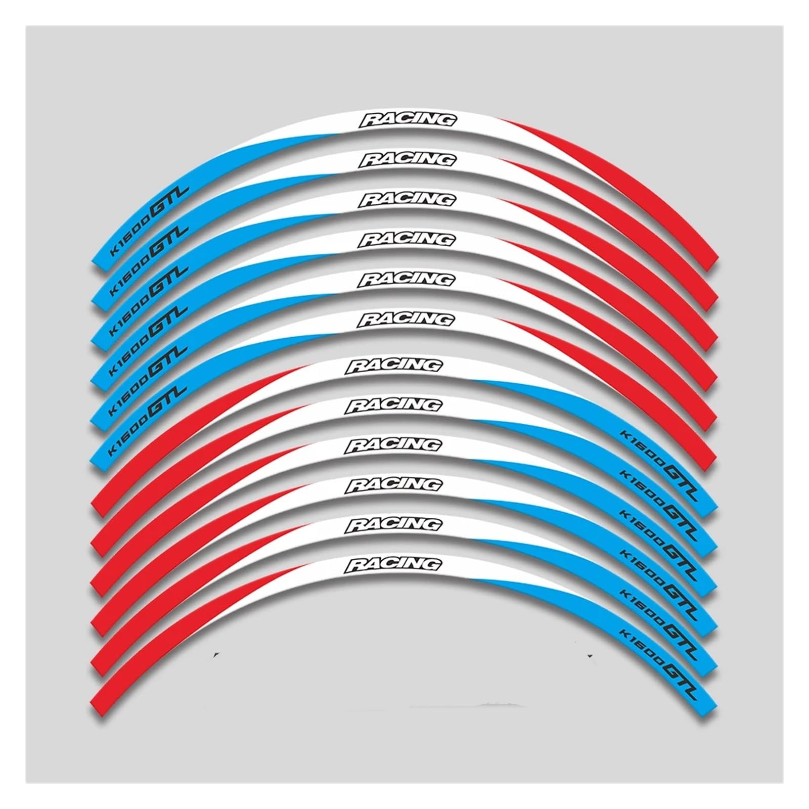 Motorrad Radaufkleber Für K1600GTL K1600 K Motorrad Zubehör Aufkleber Felge Wasserdicht Dekorative Aufkleber Rad Reflektierende Streifen Band Felgenaufkleber(3L A Red White Bule) von YHYFFSS