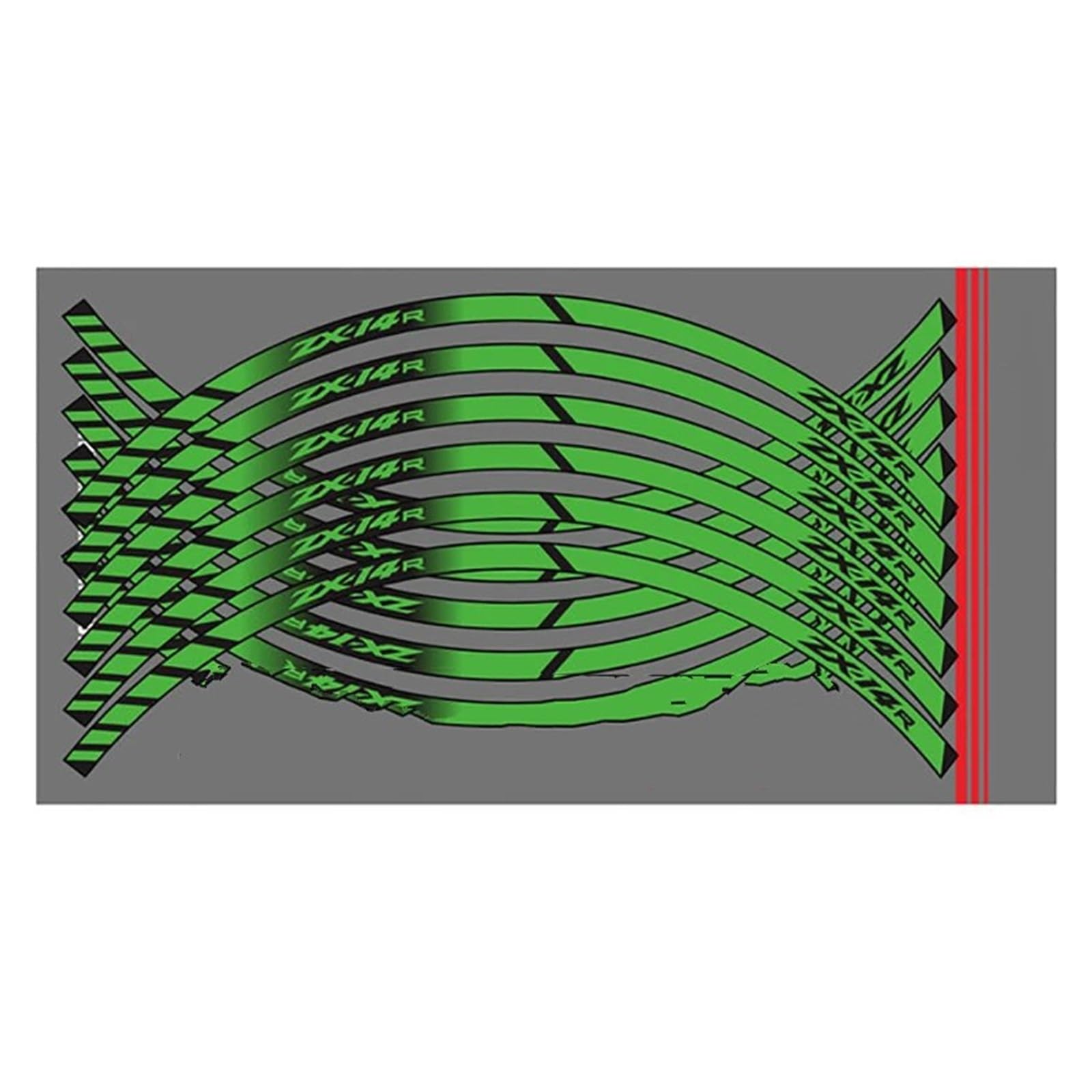Motorrad Radaufkleber Für KAWASAKKI Für ZX-14R Für Zx Für 14r 12 X Motorrad Aufkleber Rad Hub Reflektierende Applique Moto Dekorative Streifen Aufkleber Felgenaufkleber(Green) von YHYFFSS