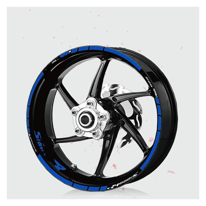 Motorrad Radaufkleber Motorrad Aufkleber Rad Reflektierende Streifen Aufkleber Für S1000RR Für S 1000RR Felgenaufkleber(190101-Blue) von YHYFFSS