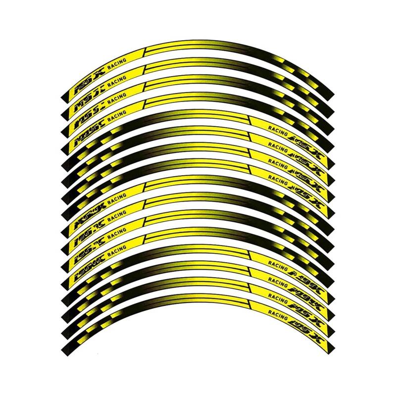 Motorrad Radaufkleber Motorrad Felgenaufkleber Reflektierende Nabenstreifen Klebeband Aufkleber Zubehör Für MSX 125 Für Grom 125 12 Wasserdicht Felgenaufkleber(Yellow) von YHYFFSS