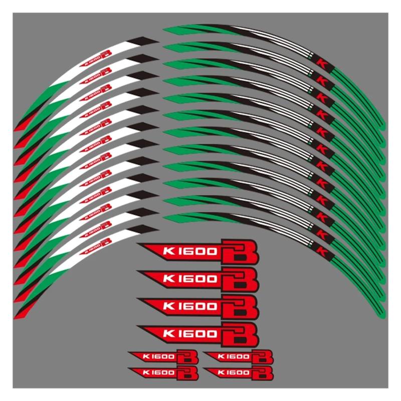 Motorrad Radaufkleber Motorrad-Radaufkleber Wasserdicht Für K1600B K1600 K 1600 B 2017–2023 Felgenstreifen Klebeband Aufkleber Zubehör Felgenaufkleber(17-17inch Green) von YHYFFSS