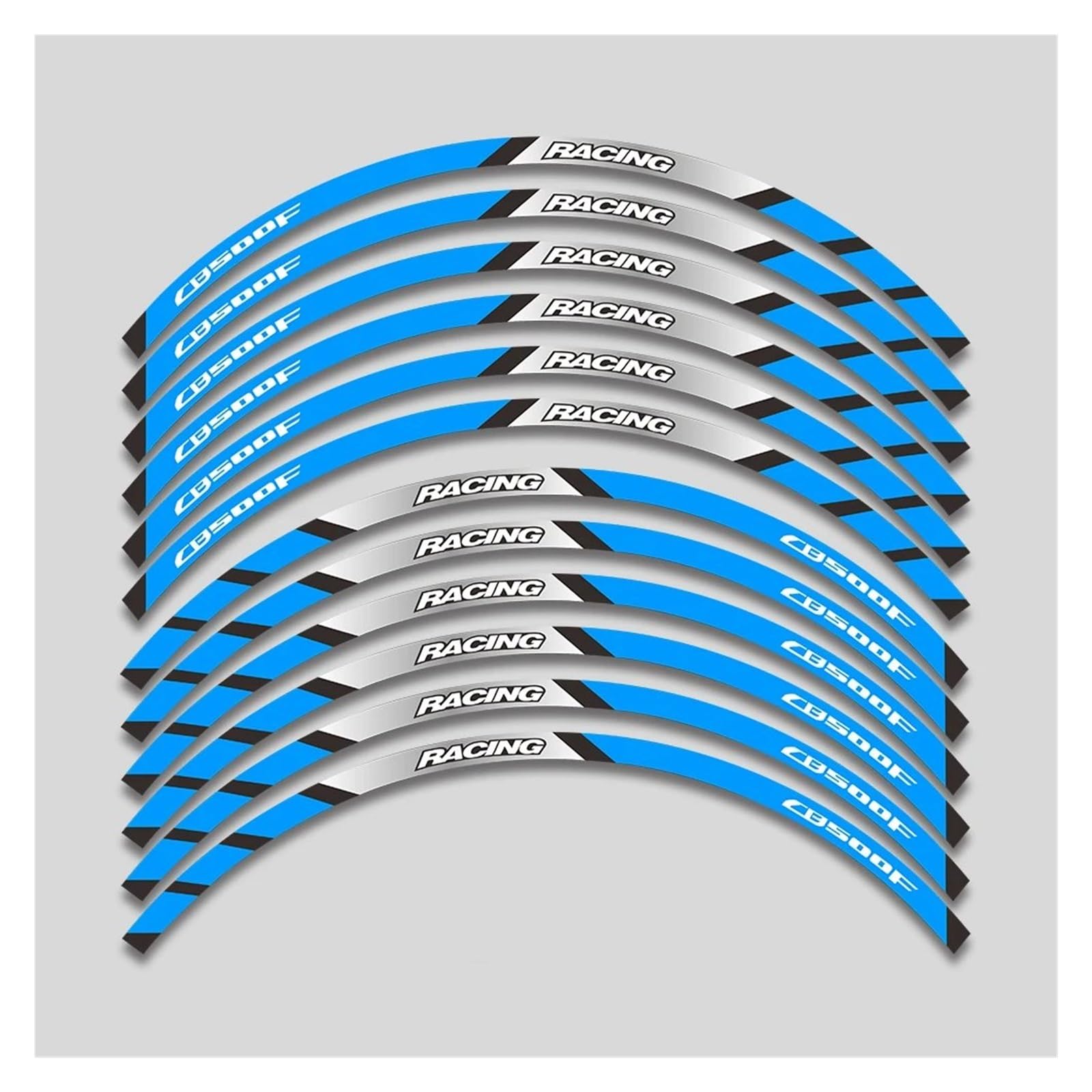 Motorrad Radaufkleber Motorrad-Vorder-Und Hinterräder Äußerer Felgenstreifen Klebeband, Reflektierende Streifen Radaufkleber Für CB500F Alle Baujahre Felgenaufkleber(A Blue-12pcs) von YHYFFSS