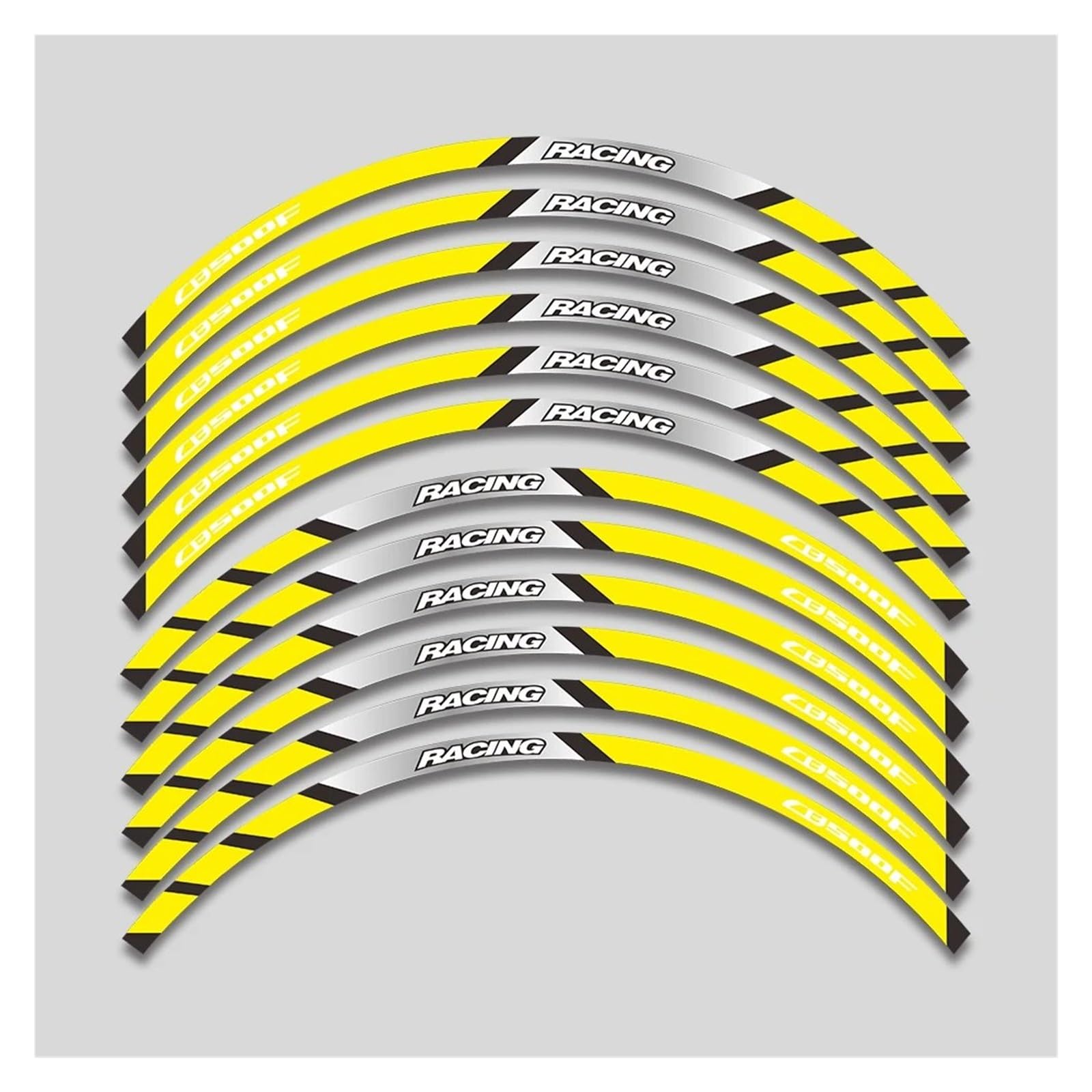 Motorrad Radaufkleber Motorrad-Vorder-Und Hinterräder Äußerer Felgenstreifen Klebeband, Reflektierende Streifen Radaufkleber Für CB500F Alle Baujahre Felgenaufkleber(A yellow-12pcs) von YHYFFSS