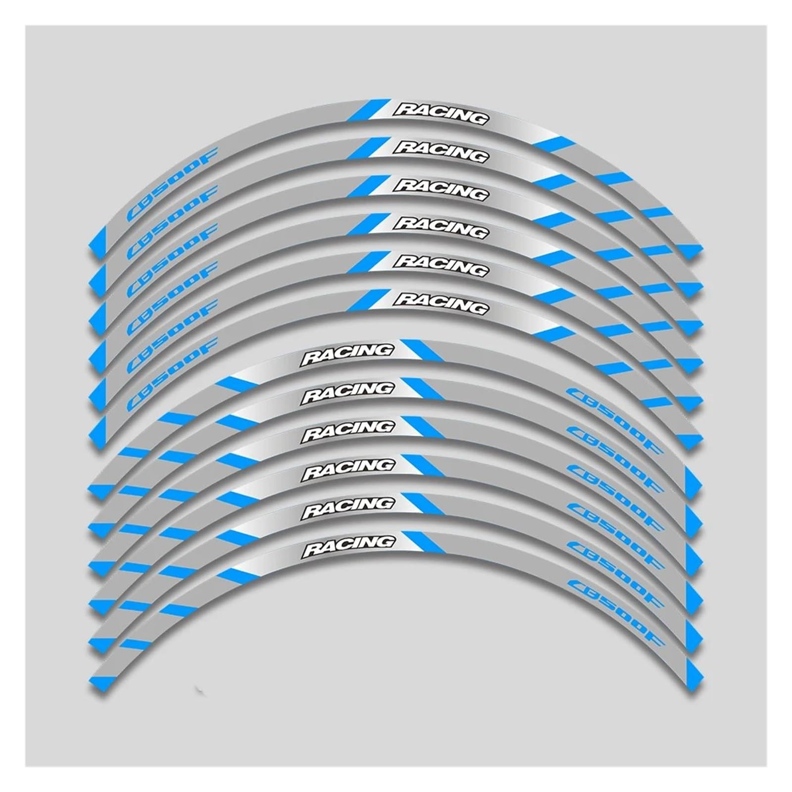 Motorrad Radaufkleber Motorrad-Vorder-Und Hinterräder Äußerer Felgenstreifen Klebeband, Reflektierende Streifen Radaufkleber Für CB500F Alle Baujahre Felgenaufkleber(B Blue-12pcs) von YHYFFSS